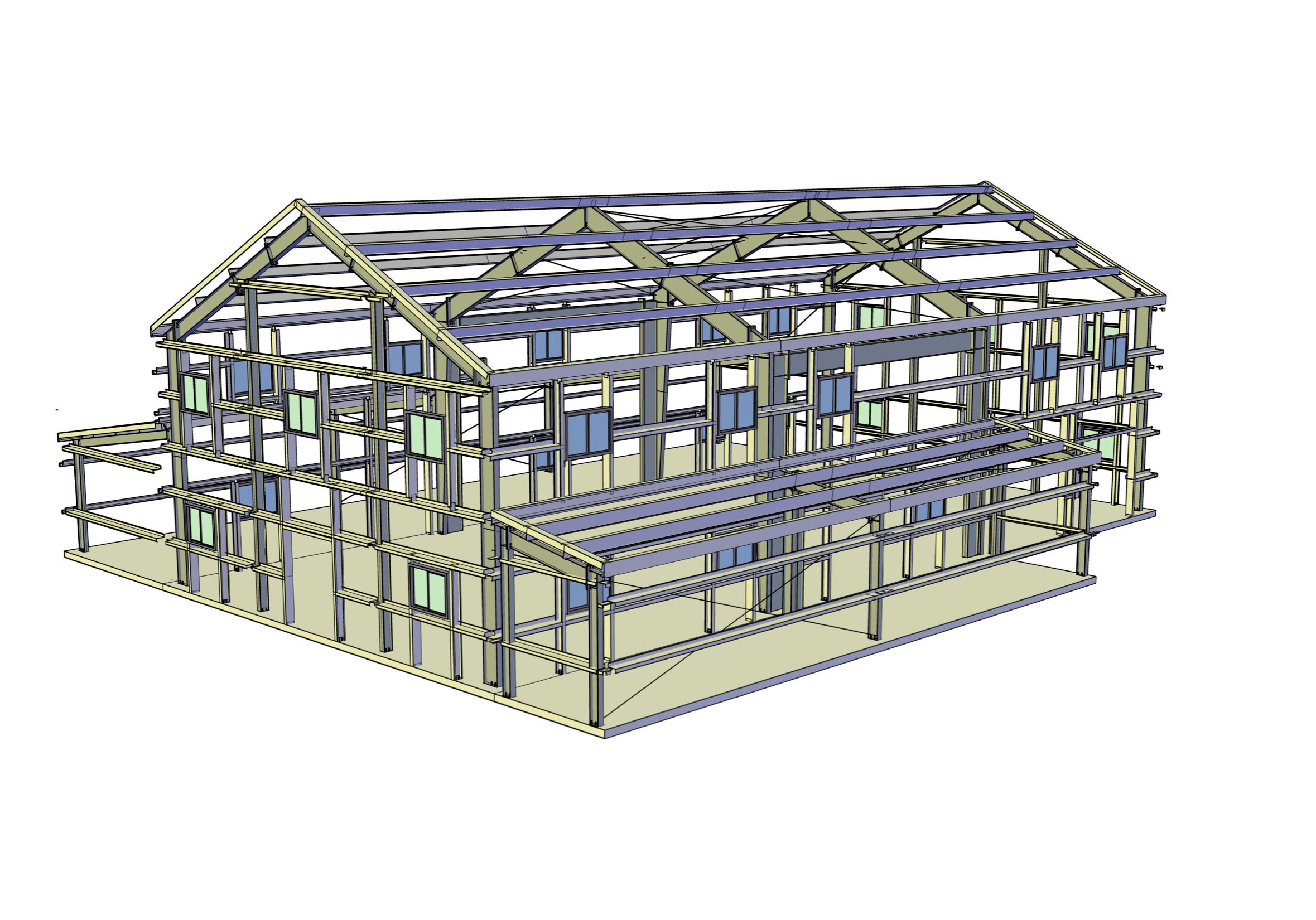 Lean To System 42'0"x80'0"x20'0" with 13'0" Sidewall Lean-To Frames on Sidewalls